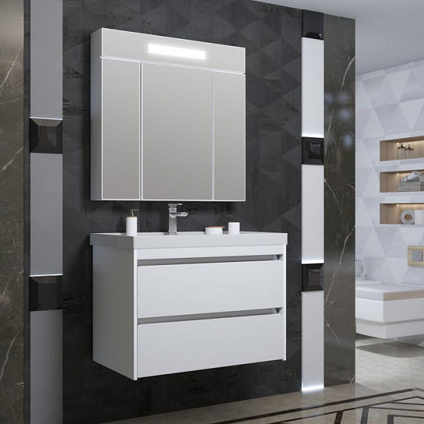 Мебель для ванны Opadiris Фреш 80 белое стекло