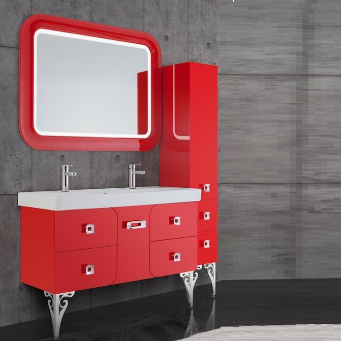 Мебель для ванны Vod-ok Астрид 120 с 5 ящ красный